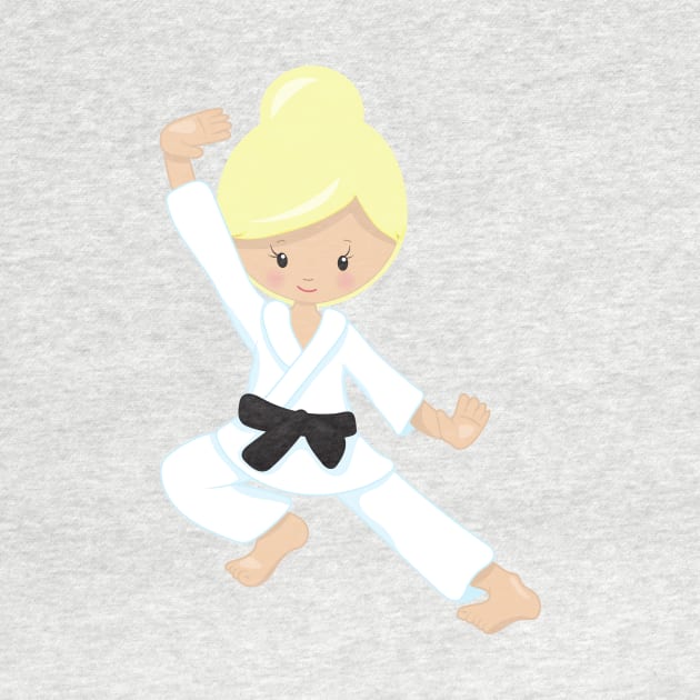 Karate Girl, Cute Girl, Black Belt, Blonde Hair by Jelena Dunčević